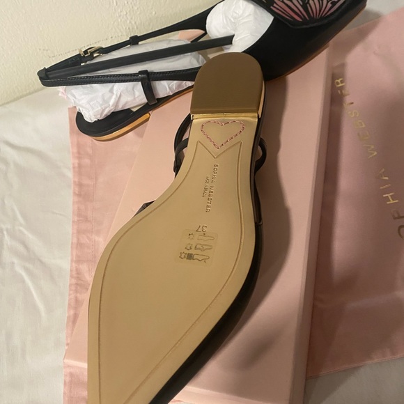 Designer Shoes Sophia Webster Butterfly Sling Back Embroidery Black Flat 6 - Picture 11 of 12